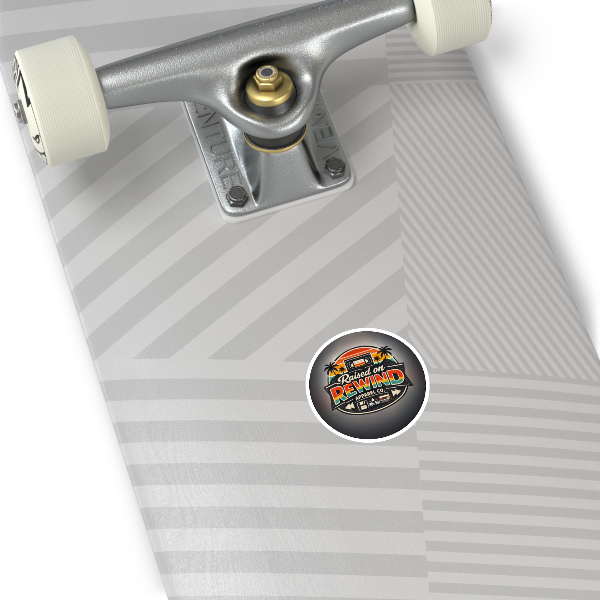 Raised on Rewind Round Sticker — Retro 80s–90s Cassette Vibes (Indoor/Outdoor)