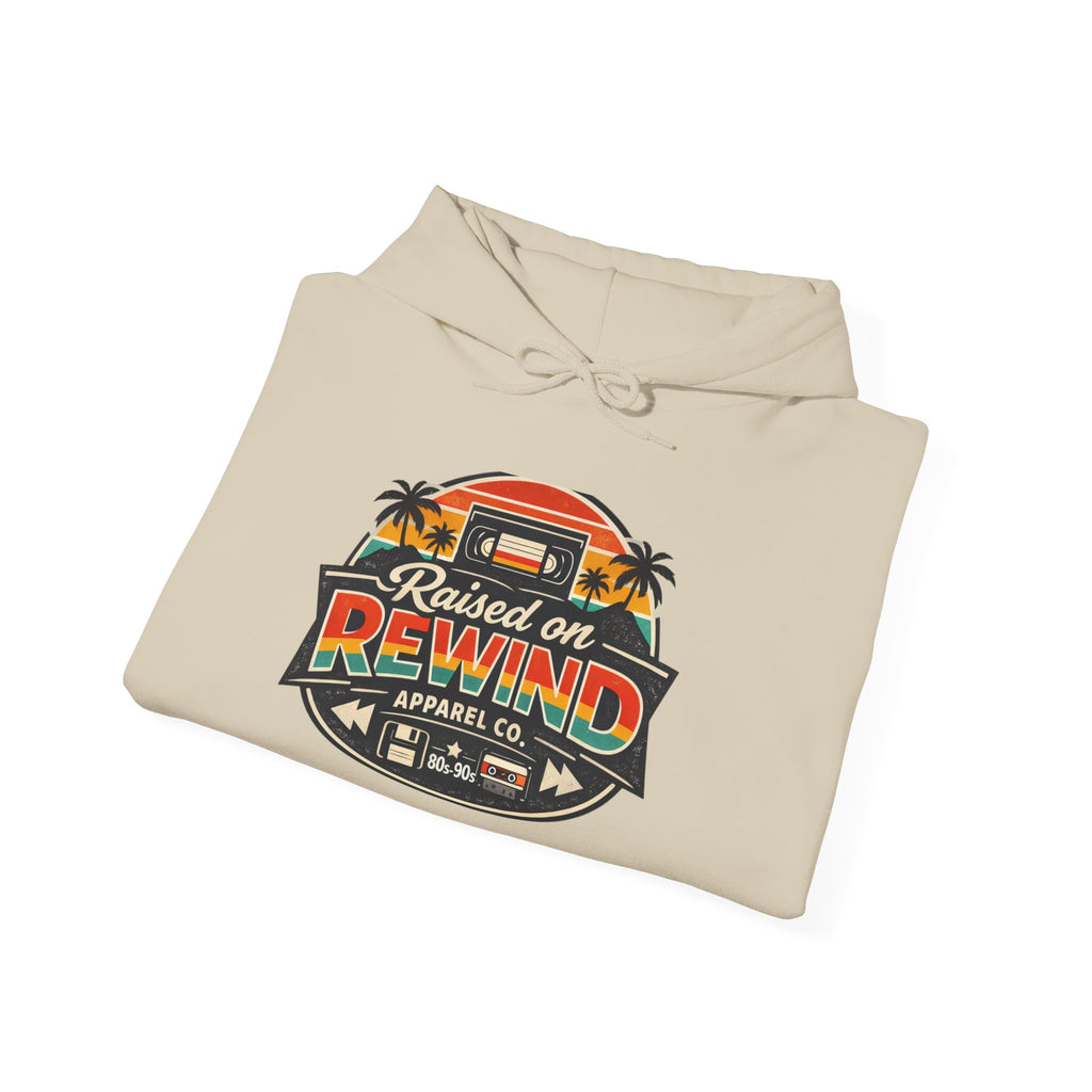 Raised on Rewind Retro Van Hoodie — Vintage 80s/90s Music Camper Graphic Sweatshirt